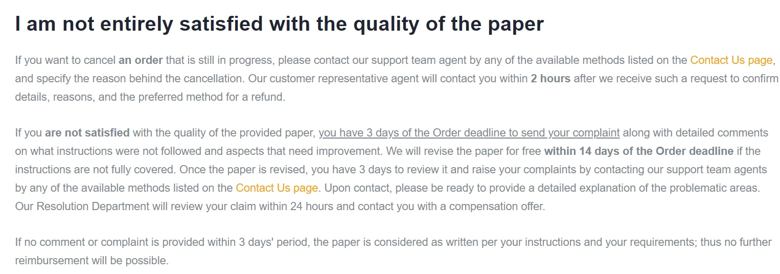 WiseEssays refund policy